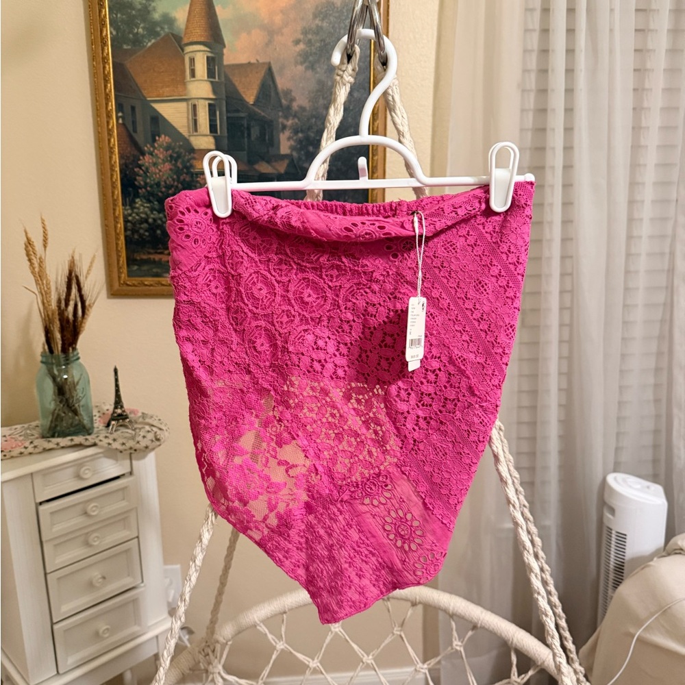 Free People Pink Lace Crop Top